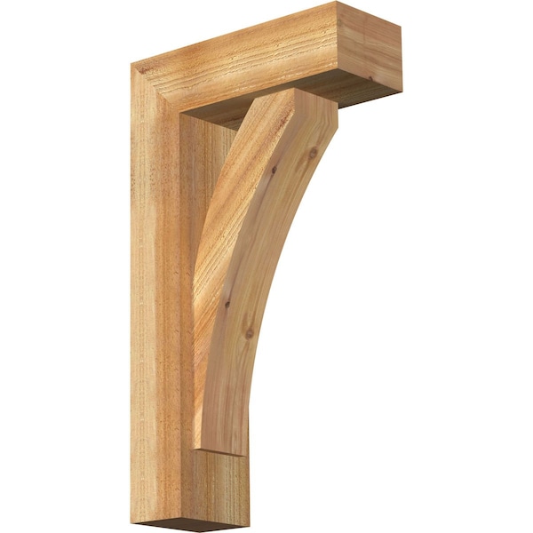 Ekena Millwork Thorton Block Rough Sawn Bracket w/ Offset Brace, Western Red Cedar, 6"W x 16"D x 28"H BKT0604X16X28THR05RWR - main
